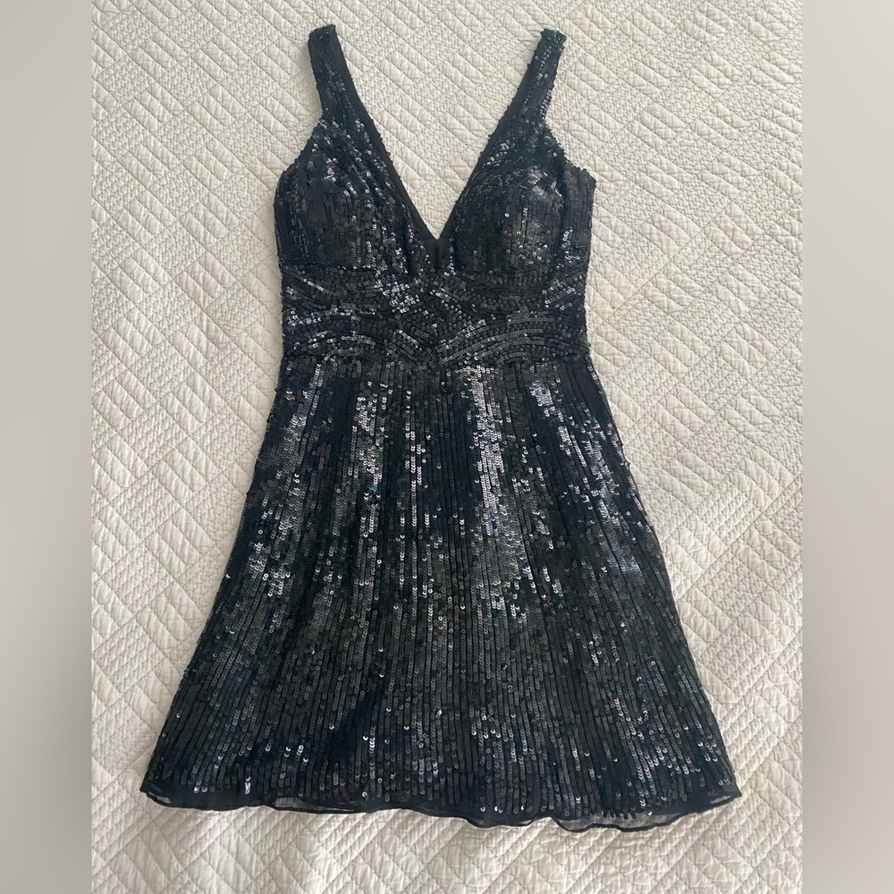 Vintage BASIX II Elegant Black Sequin Dress